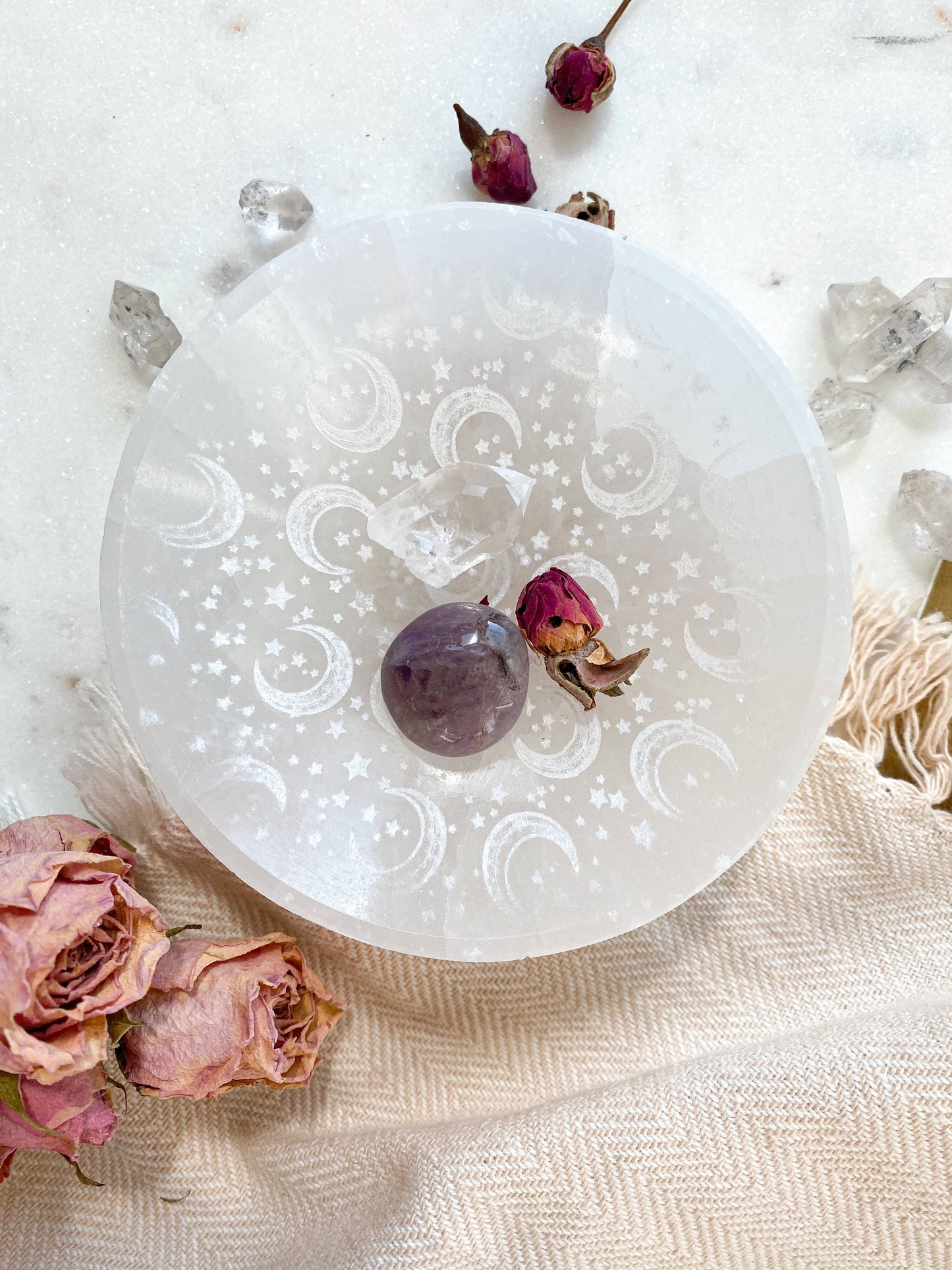 Celestial Selenite Crystal Jewelry Bowl Trinket Dish